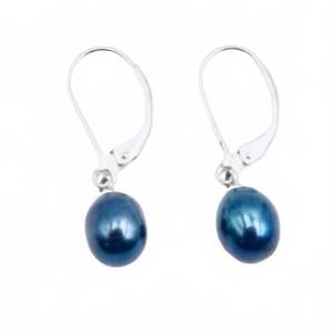 NEW JEWELIT women's pearl earrings in blue